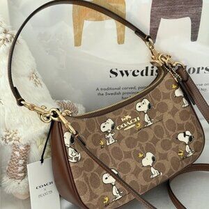 Coach Tan Snoopy Print Shoulder Bag